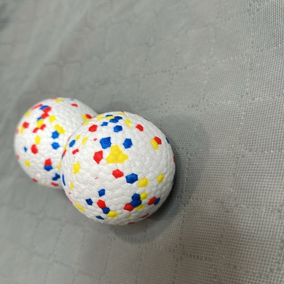 2 pack Vibrant Dog Play Balls with Red, Blue, and Yellow Accents 2 medium balls - Picture 3 of 4